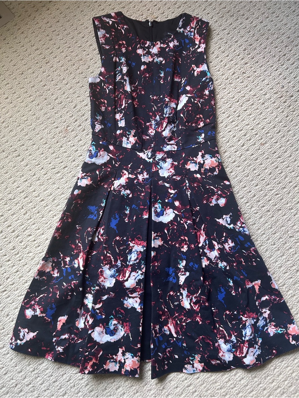 RW&CO. Black Floral Midi Dress with Multicolor Print